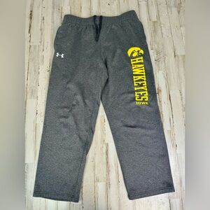 Under Armour Joggers Men L Gray Loose Drawstring Fleece Sweatpants Iowa Hawkeyes
